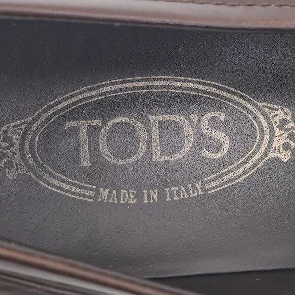 Tod's Italy Brown Leather Penny Loafers Mens size 9 Dress Shoes Driving Slip-ons - Picture 6 of 13